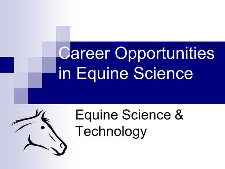 Career Opportunities in Equine Science Equine Science & Technology.