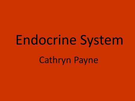 Endocrine System Cathryn Payne.