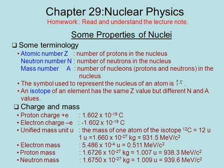 Chapter 29:Nuclear Physics