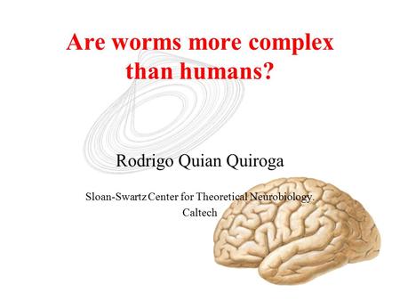 Are worms more complex than humans? Rodrigo Quian Quiroga Sloan-Swartz Center for Theoretical Neurobiology. Caltech.