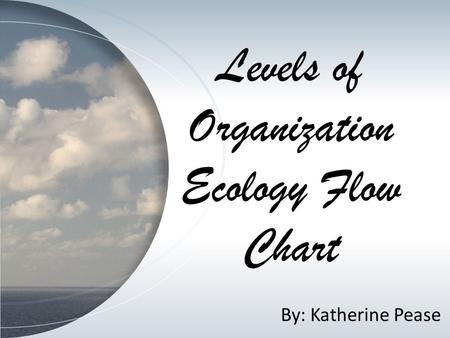 Levels of Organization Ecology Flow Chart By: Katherine Pease.