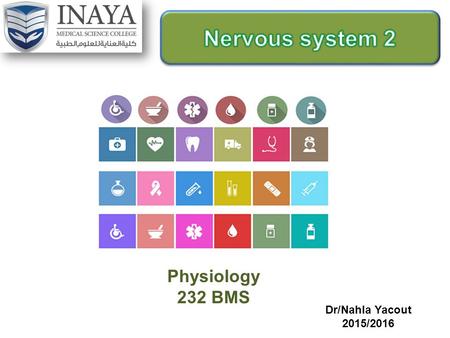 Dr/Nahla Yacout 2015/2016 Physiology 232 BMS. Is the part of the nervous system that consists of the nerves outside the brain & spinal cords It’s main.