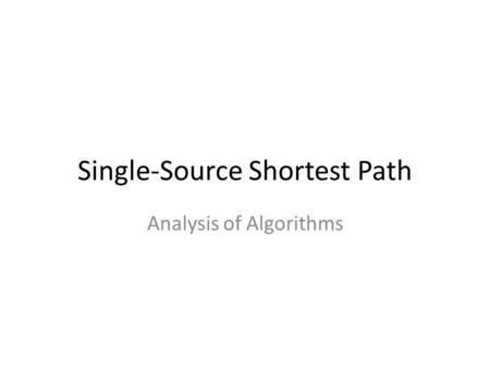 Single-Source Shortest Path