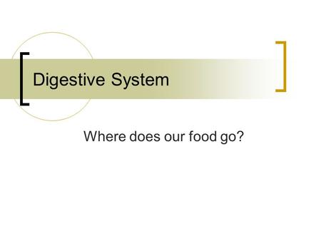 Digestive System Where does our food go?. Body Fuel Just like cars need gas to run, we need fuel for our bodies to function Rather than pouring gas into.