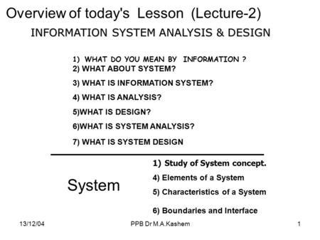 INFORMATION SYSTEM ANALYSIS & DESIGN