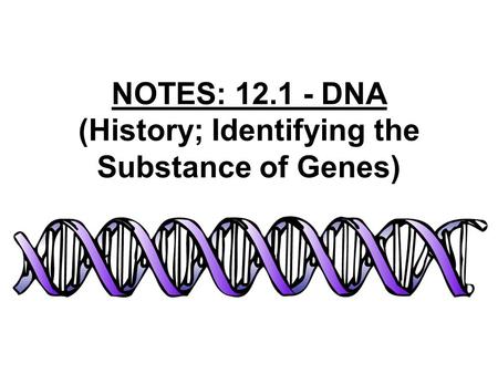 NOTES: DNA (History; Identifying the Substance of Genes)