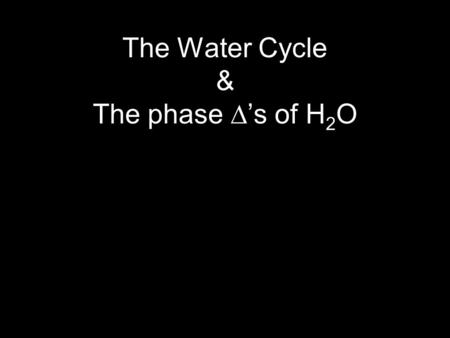 The Water Cycle & The phase  ’s of H 2 O. The hydrologic cycle - simplified.