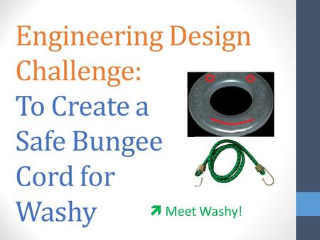 Engineering Design Challenge: To Create a Safe Bungee Cord for Washy  Meet Washy!