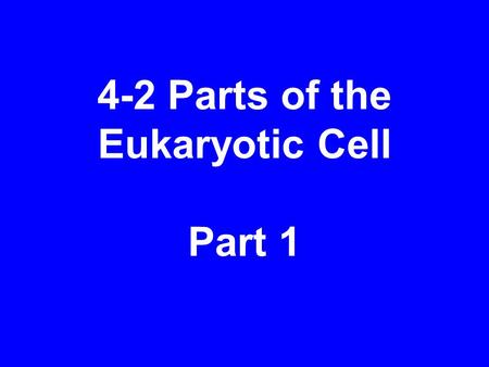 4-2 Parts of the Eukaryotic Cell Part 1. Cell Biology or Cytology Cyto = cell ology = study Uses observations from several types of microscopes to create.
