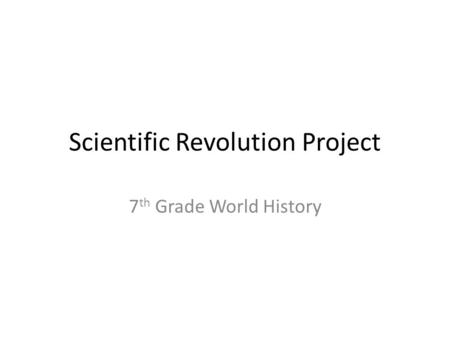 Scientific Revolution Project