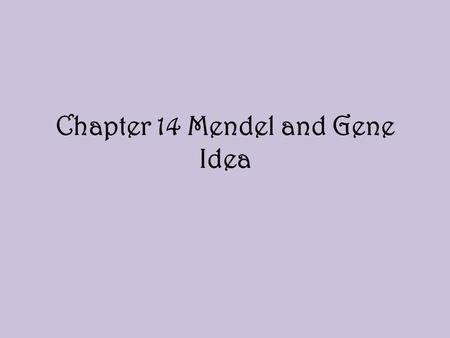 Chapter 14 Mendel and Gene Idea. Particulate Hypothesis Idea that parents pass on discrete heritable units or genes that retain their separate identities.