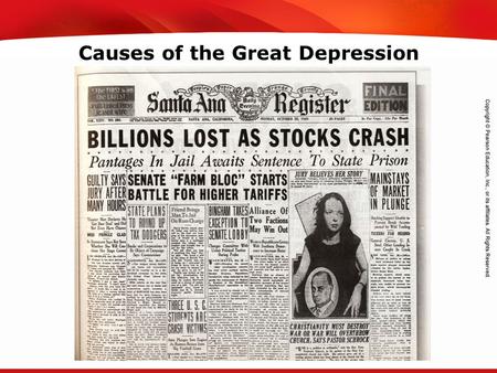 TEKS 8C: Calculate percent composition and empirical and molecular formulas. Causes of the Great Depression.