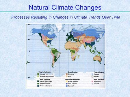 Natural Climate Changes Processes Resulting in Changes in Climate Trends Over Time.