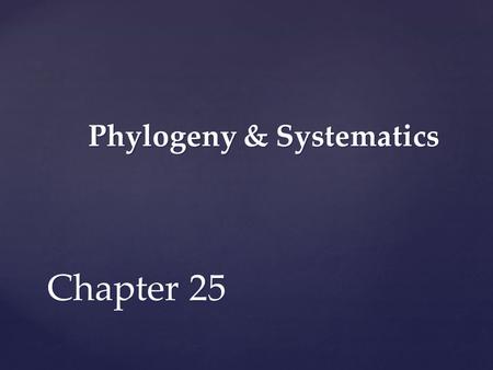 Phylogeny & Systematics Chapter 25. Phylogeny: the evolutionary history of a species.