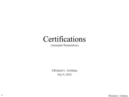 Certifications (Animated Presentation)