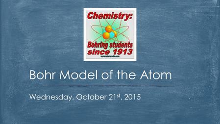 Wednesday, October 21 st, 2015 Bohr Model of the Atom.