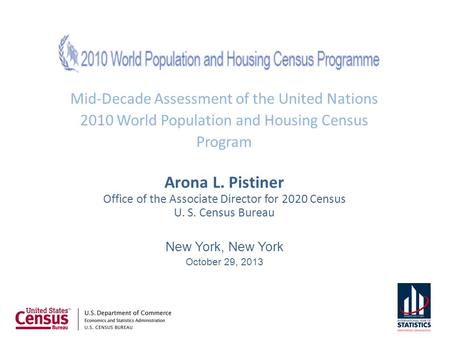 Mid-Decade Assessment of the United Nations 2010 World Population and Housing Census Program Arona L. Pistiner Office of the Associate Director for 2020.