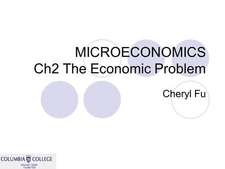 MICROECONOMICS Ch2 The Economic Problem Cheryl Fu.