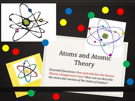 Atoms and Atomic Theory Essential Questions: How and why has the Atomic Theory changed over time? How can we describe the molecular motion of the states.
