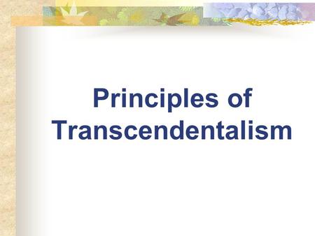 Principles of Transcendentalism