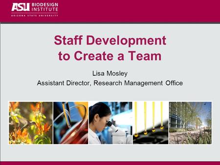 Staff Development to Create a Team Lisa Mosley Assistant Director, Research Management Office.