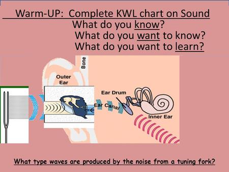 What type waves are produced by the noise from a tuning fork?