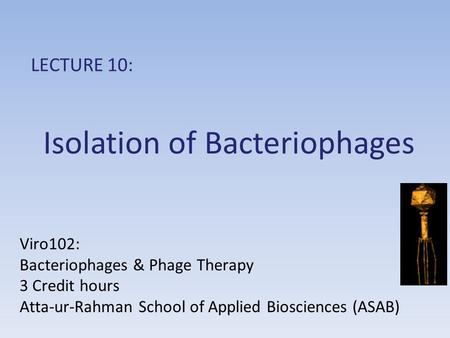 Isolation of Bacteriophages