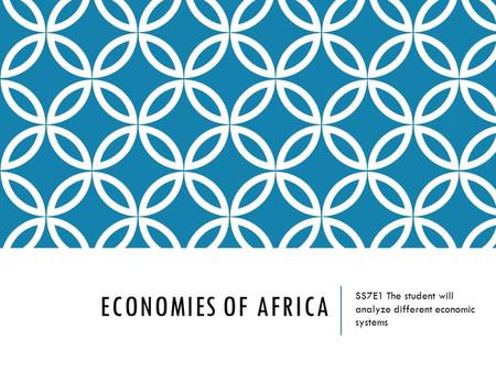 ECONOMIES OF AFRICA SS7E1 The student will analyze different economic systems.