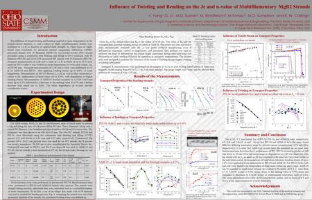 Influence of Twisting and Bending on the Jc and n-value of Multifilamentary MgB2 Strands Y. Yang 1,G. Li 1, M.D. Susner 2, M. Rindfleisch 3, M.Tomsic 3,