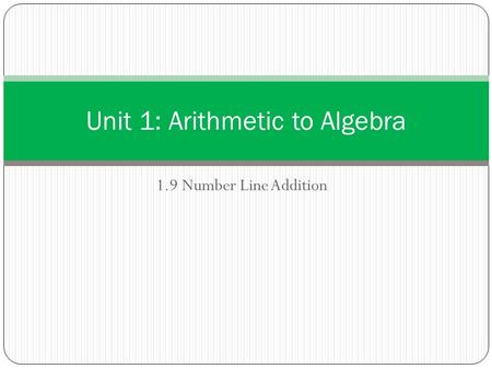 Unit 1: Arithmetic to Algebra