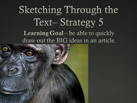 Sketching Through the TextSketching Through the Text This strategy asks you to draw your thinking in the margins while reading text, rather than jotting.