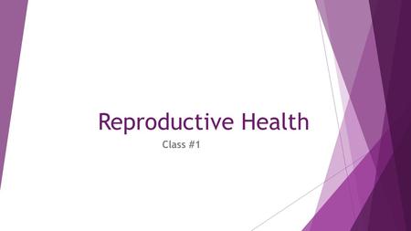 Reproductive Health Class #1. What Is Reproductive Health ?