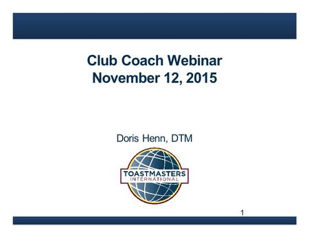 Club Coach Webinar November 12, 2015