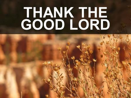 THANK THE GOOD LORD. Thank the good Lord for all he’s done. Thank the Good Lord for livin’ Thank the Good Lord for giving His love and all my sins forgivin’.