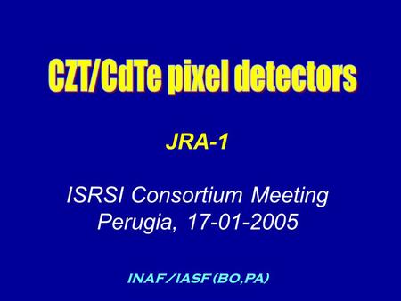 JRA-1 ISRSI Consortium Meeting Perugia, 17-01-2005 INAF/IASF (BO,PA)