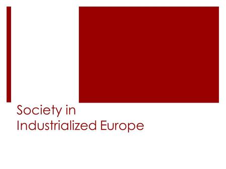 Society in Industrialized Europe. Economic Views  Capitalism – Idea of free and open competition among businesses, revolves around laissez-faire ideal.