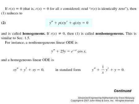 Page 46a Continued Advanced Engineering Mathematics by Erwin Kreyszig