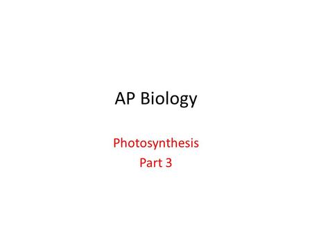 AP Biology Photosynthesis Part 3.