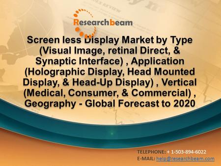 Screen less Display Market by Type (Visual Image, retinal Direct, & Synaptic Interface), Application (Holographic Display, Head Mounted Display, & Head-Up.