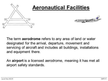 Aeronautical Facilities The term aerodrome refers to any area of land or water designated for the arrival, departure, movement and servicing of aircraft.