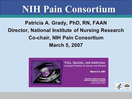 NIH Pain Consortium Patricia A. Grady, PhD, RN, FAAN Director, National Institute of Nursing Research Co-chair, NIH Pain Consortium March 5, 2007.