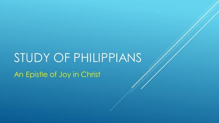 An Epistle of Joy in Christ