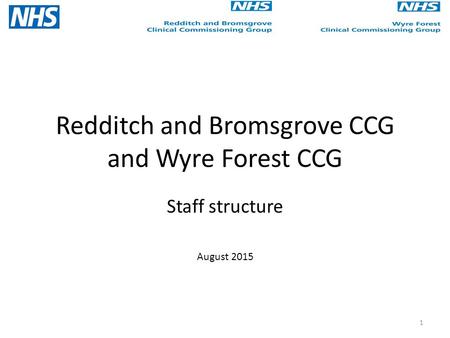 Redditch and Bromsgrove CCG and Wyre Forest CCG