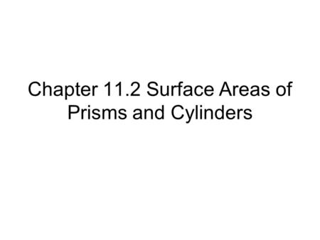 Chapter 11.2 Surface Areas of Prisms and Cylinders.
