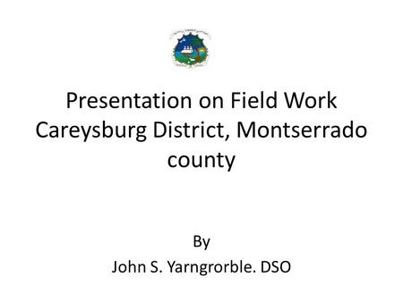Presentation on Field Work Careysburg District, Montserrado county By John S. Yarngrorble. DSO.