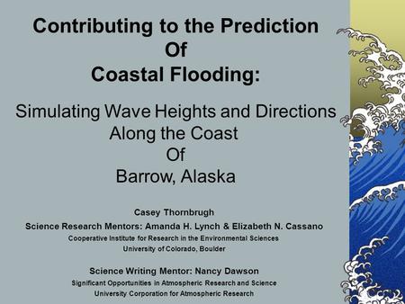Contributing to the Prediction Coastal Flooding: