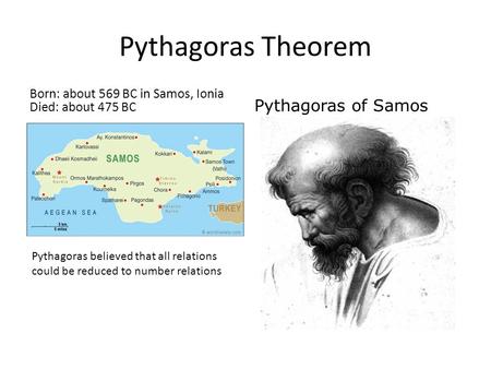 Pythagoras Theorem Pythagoras of Samos