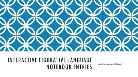 INTERACTIVE FIGURATIVE LANGUAGE NOTEBOOK ENTRIES Mini-lessons explained.