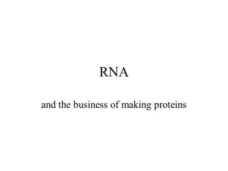 RNA and the business of making proteins. RNA structure RNA is the principle molecule that carries out the instructions coded in DNA RNA is a nucleic acid.