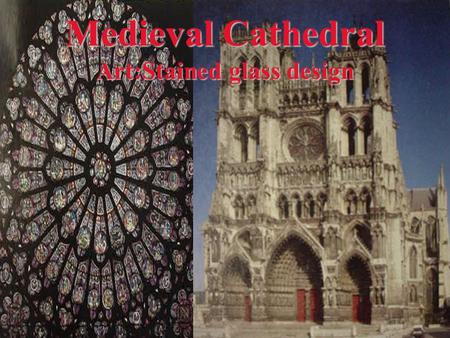 Medieval Cathedral Art:Stained glass design. Single arched glass panel.